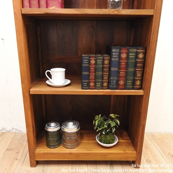 楽天市場】オールドチーク無垢材 本棚 高さ155cm 幅65cm NR ナチュラル