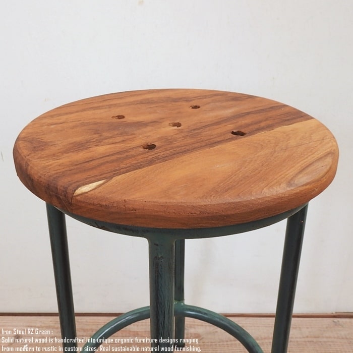 楽天市場】チークアイアンスツール RZ 緑色 アンティーク 古材