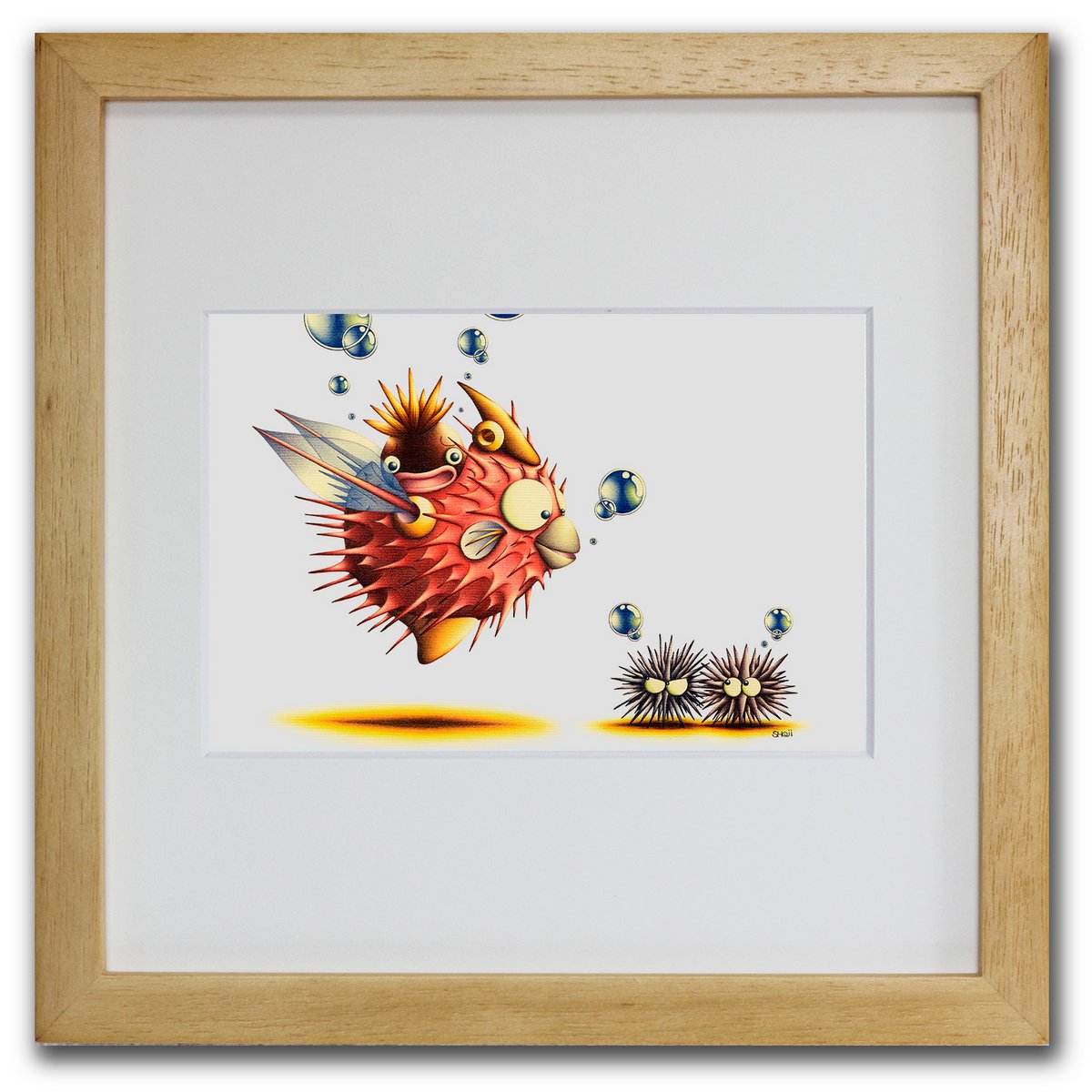 楽天市場】色鉛筆画・版画 ゆうパケット 針棘遊魚 SHOji/インテリア 額