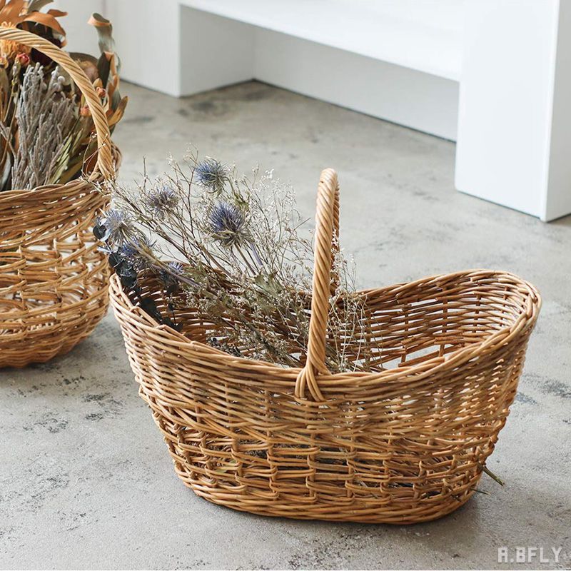 楽天市場】アラログ 皮付きラタン 持ち手 ハンドル カゴ 天然素材 籐