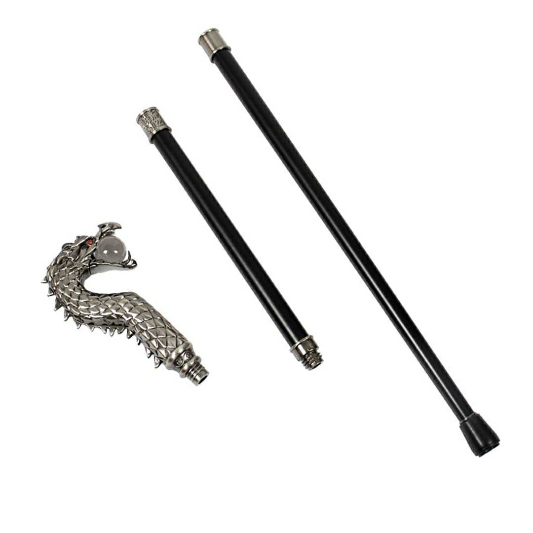 楽天市場】杖 龍 水晶を咥えるドラゴン シルバー ステッキ 金龍 金竜