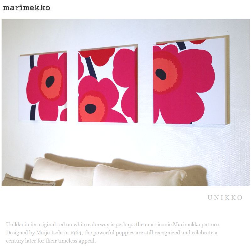 楽天市場】ファブリックパネル 北欧 marimekko UNIKKO 40×40cm 3枚