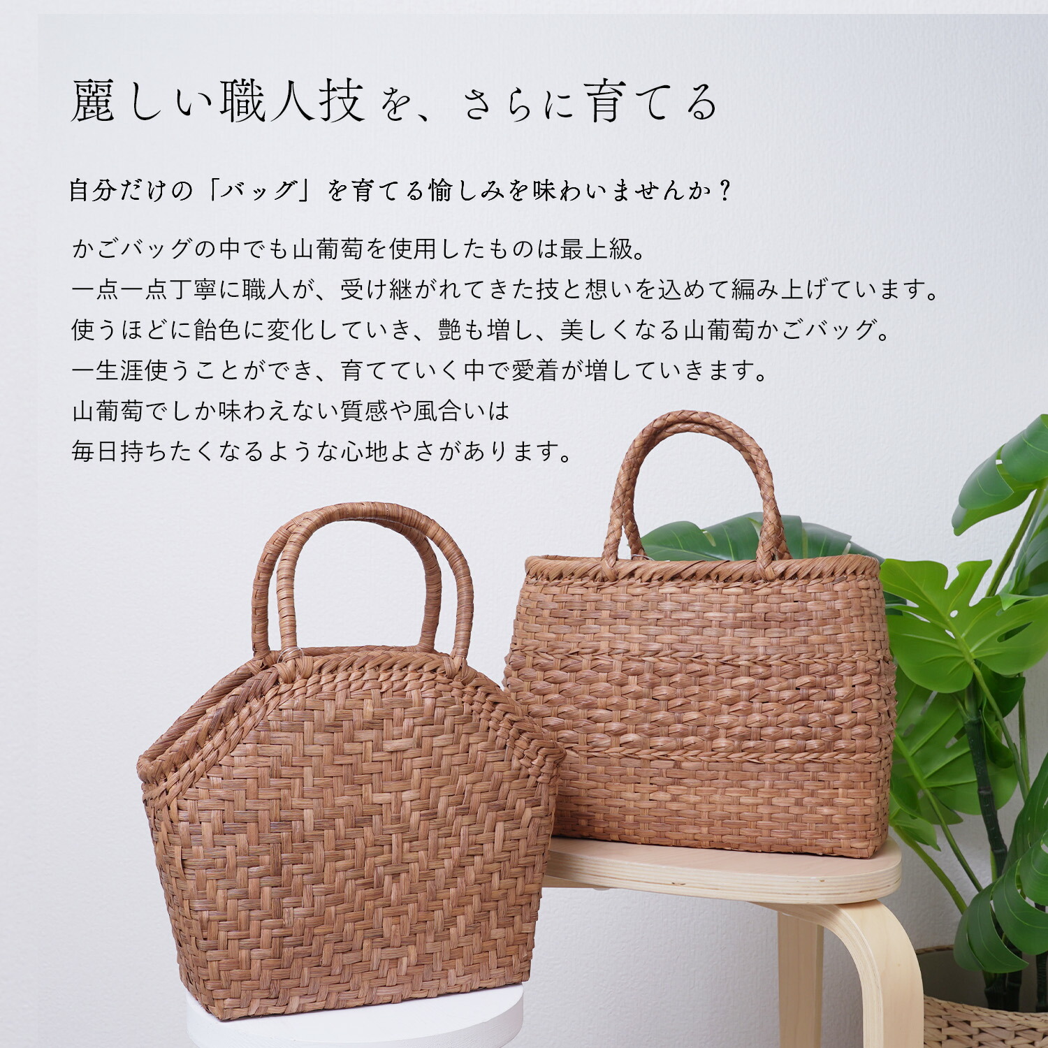 楽天市場】山葡萄 かごバッグ 山ぶどう バック【国産 柿渋染め 内布