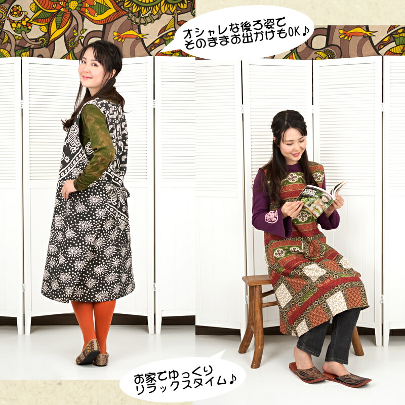 楽天市場】コットンプリントエプロンドレス【アジアンファッション