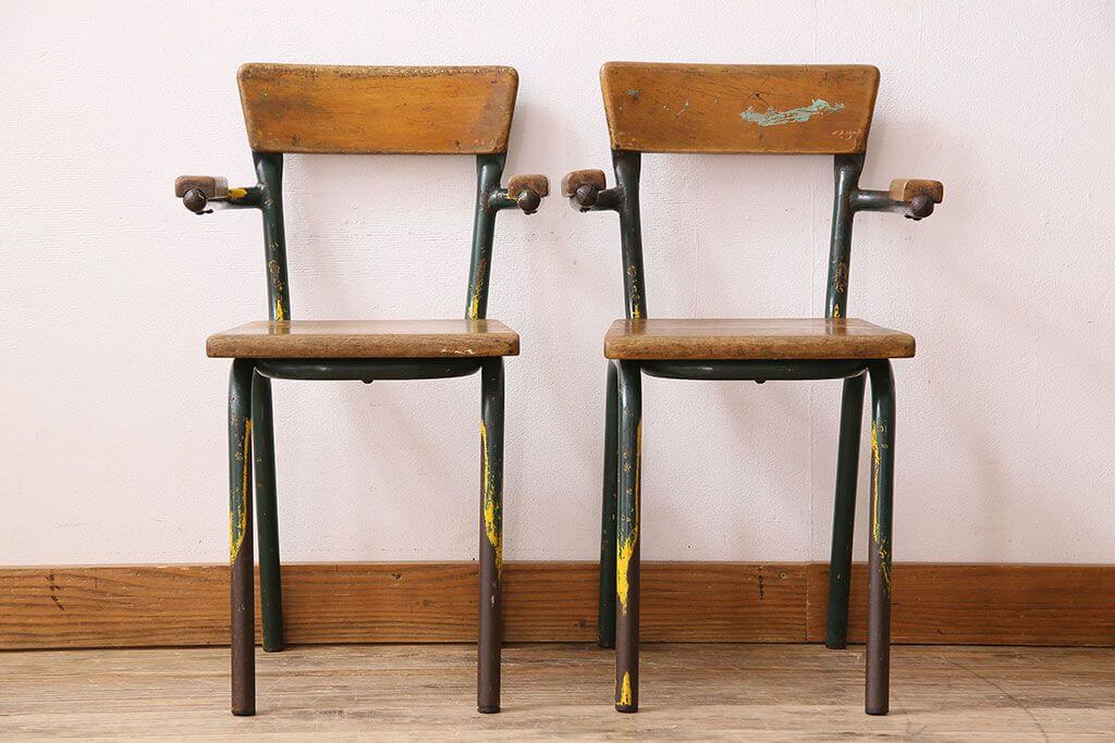 楽天市場】ヴィンテージ家具 鉄脚スクールチェア 2脚セット イギリス