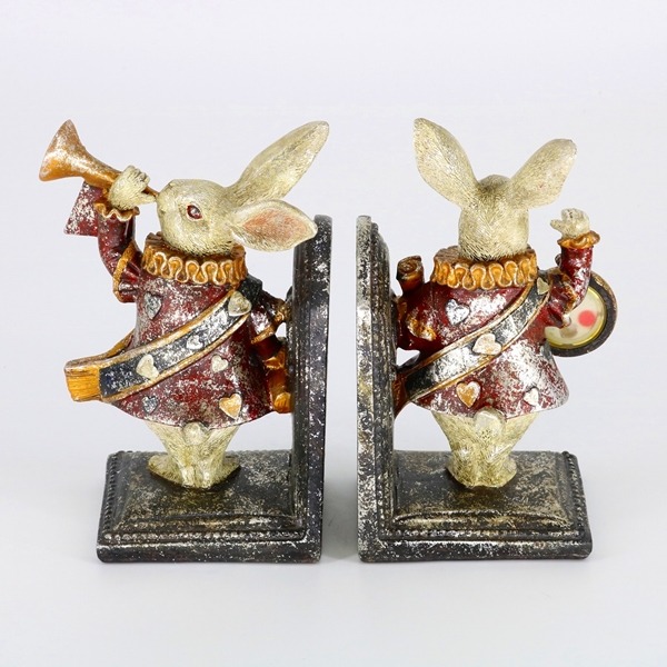 楽天市場】ブックエンド クロック＆トランペットうさぎ(SET)本立て