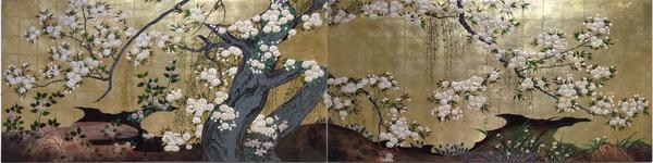 楽天市場】漆絵 長谷川久蔵の名作「桜図」左隻＋右隻 NH81 : 絵画制作