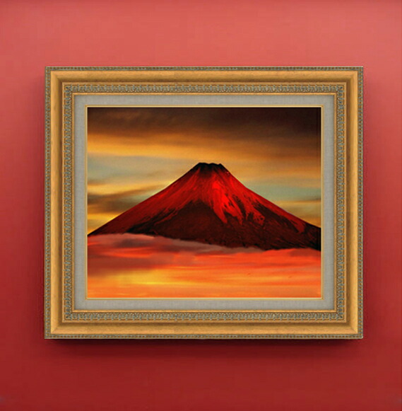 楽天市場】【油絵 直筆仕上げ】赤富士（2） F6サイズ 【額入り
