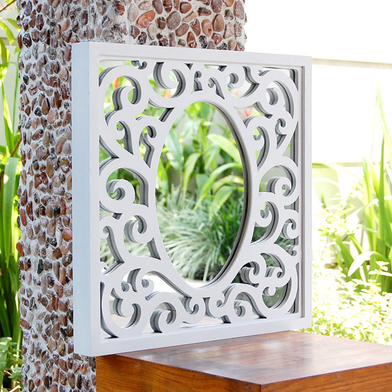 楽天市場】オリエンタルな模様のアートミラー ホワイト MULIA ムリア