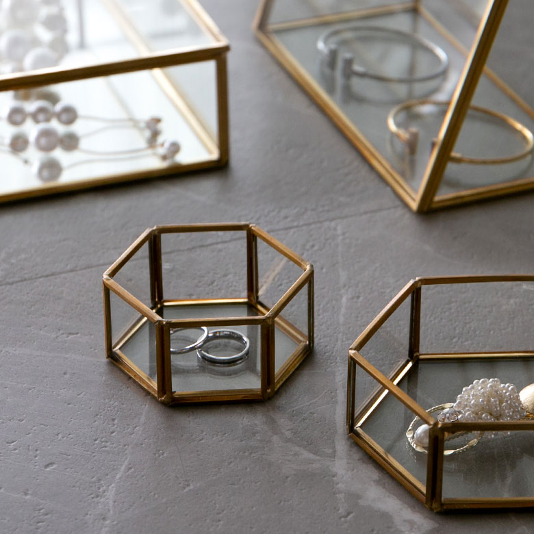 楽天市場】ガラスと真鍮 アクセサリーケース 小物入れ Brass ブラス