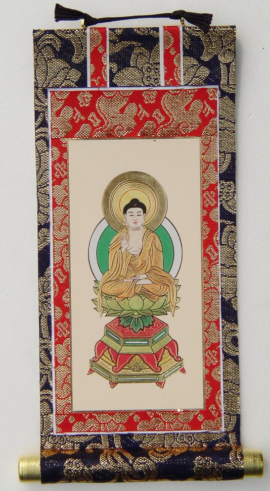 楽天市場】掛け軸 新金上20代 本尊 紺色 [tk]#17 / 金襴蓮華表装 京都