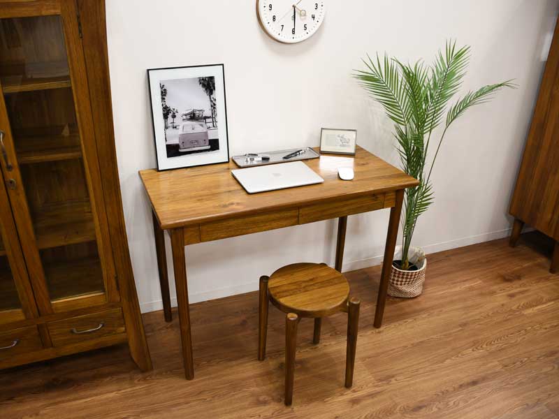 楽天市場】パソコンデスク チーク 無垢 幅100cm アジアン 北欧 木製