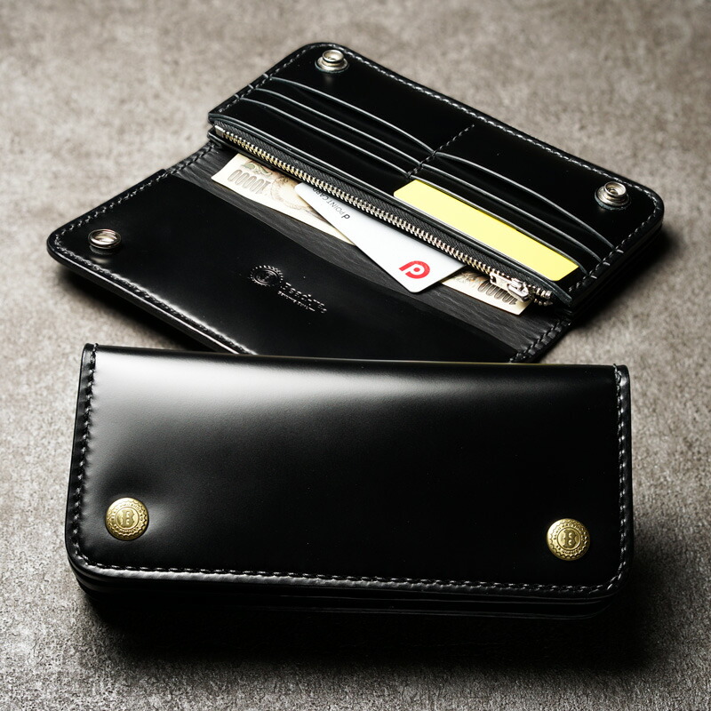 楽天市場】ロングトラッカーズウォレット コードバン 黒【長財布