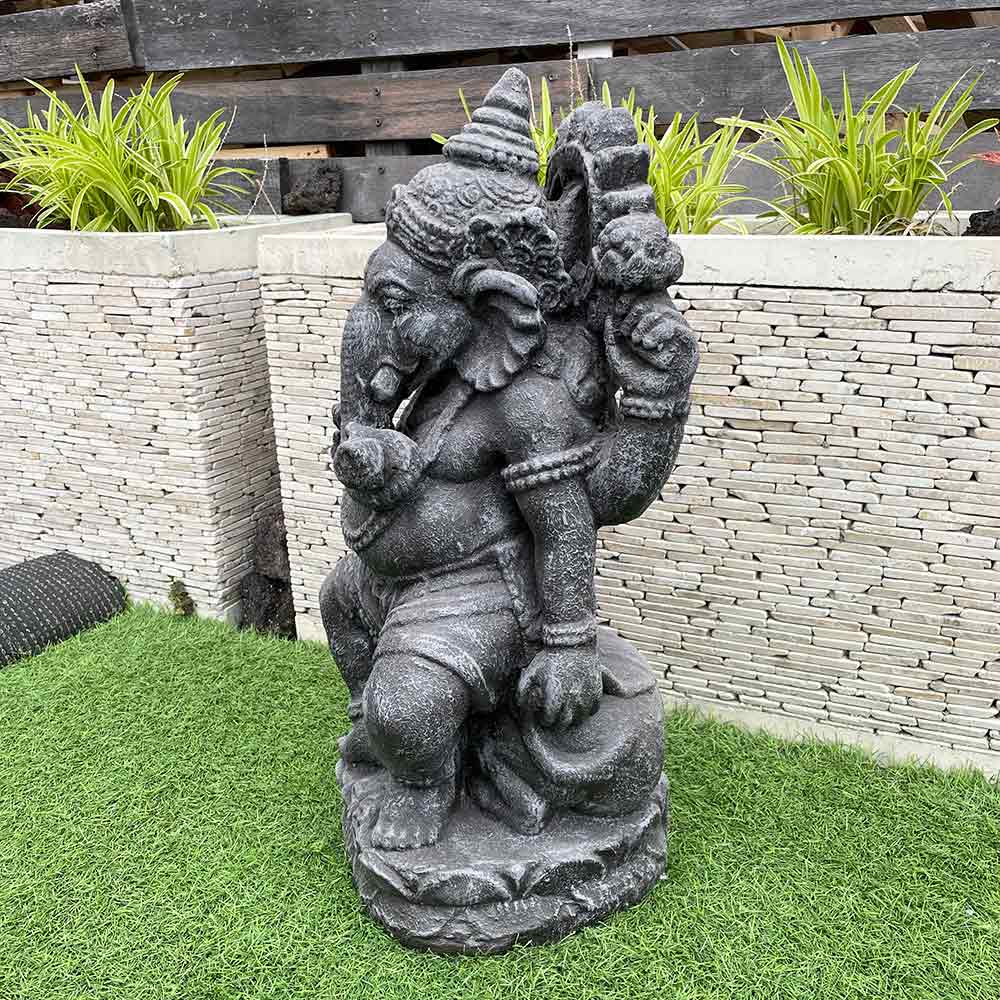 楽天市場】バリ島 ガネーシャ 石像 H60cm グレー セメント製 置物