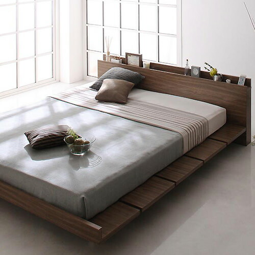 楽天市場】ベッド ラグジュアリー クイーン ロー 棚付き ベット