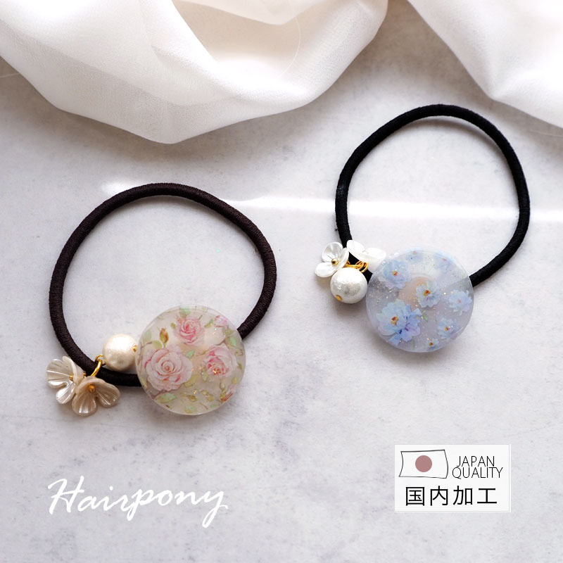 楽天市場】ヘアゴム フラワー パール ゴールド 花 花柄 国産 日本製