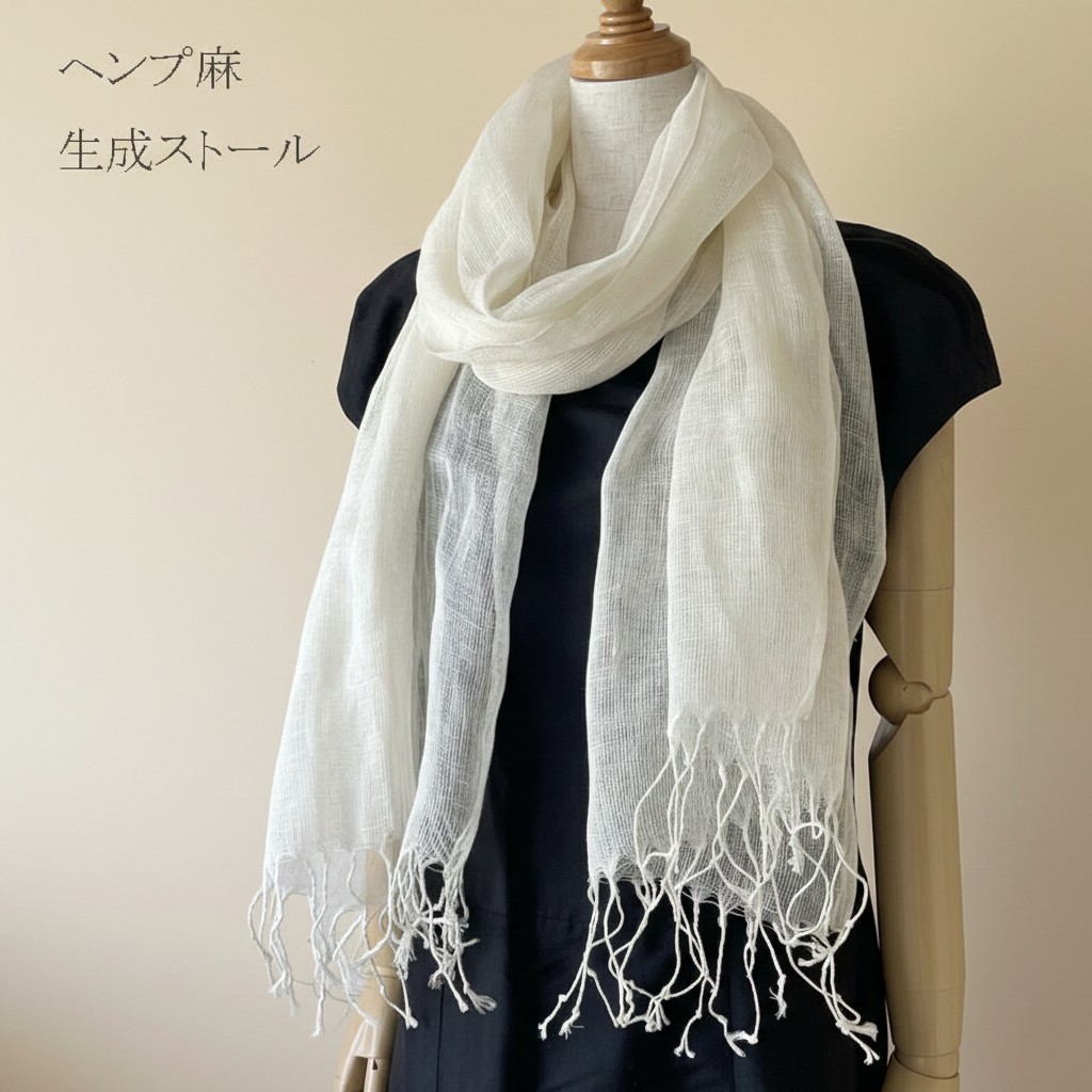 楽天市場】麻100% ヘンプ ストール 60×180cm 白 生成 染色用 無地