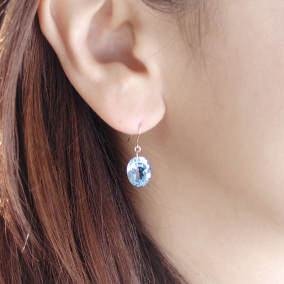 楽天市場】スカイブルートパーズ ピアス 18金 フックピアス レディース