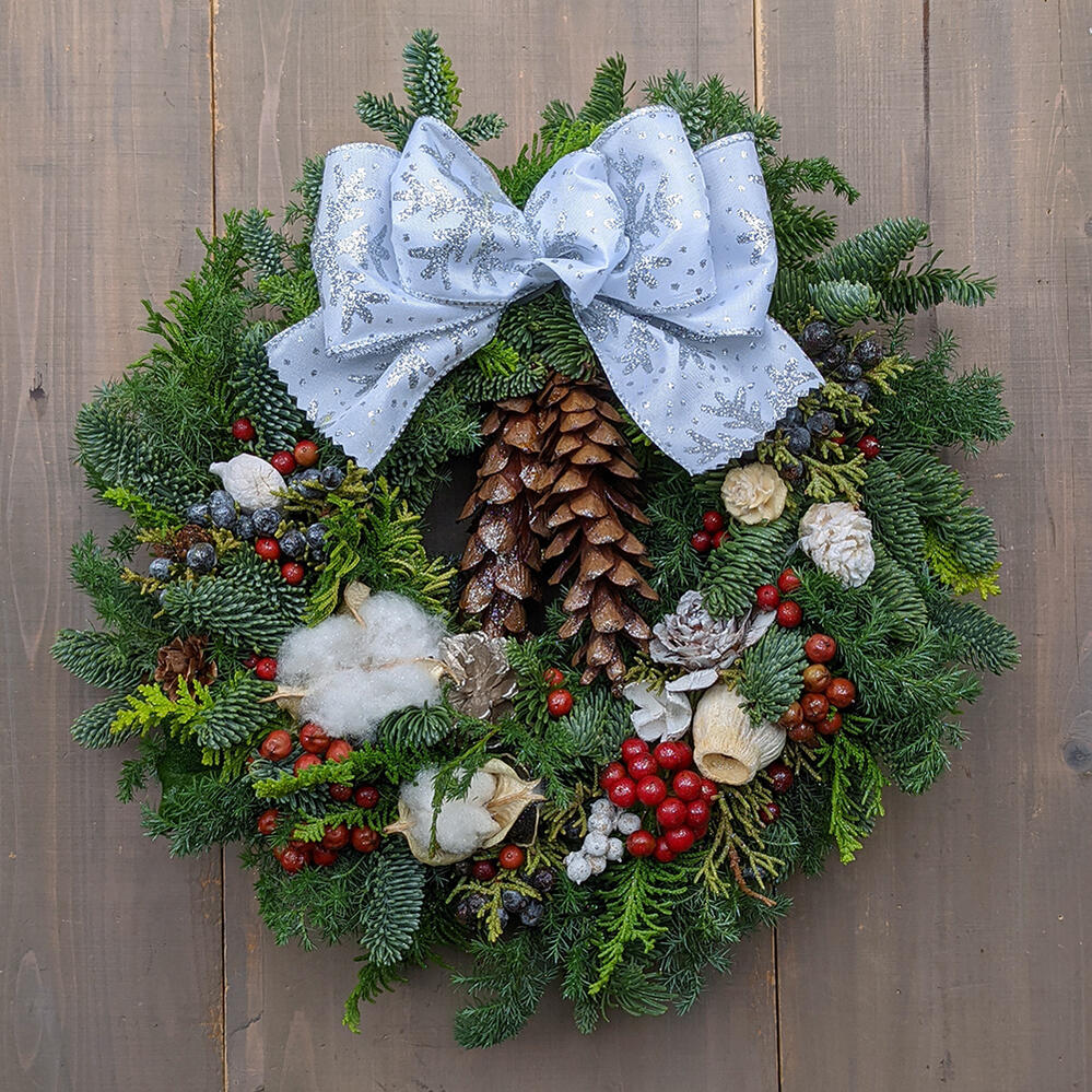 楽天市場】フレッシュモミのクリスマスリース [本物のモミの木の