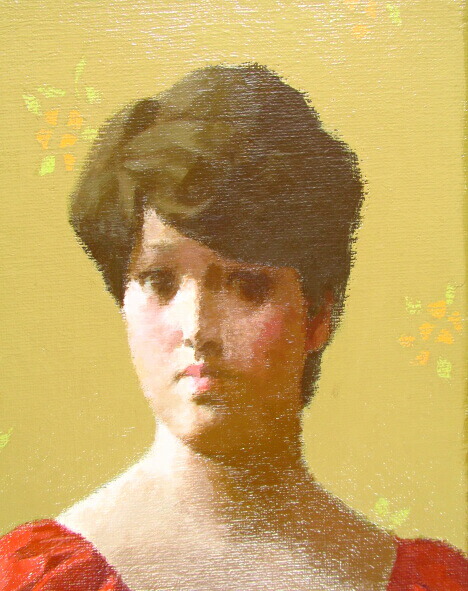 楽天市場】中村清治 赤い服の婦人 油彩5号 : ギャラリーダッドアート