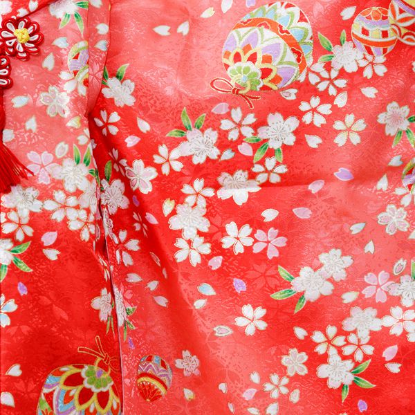 楽天市場】【レンタル】桜鈴 被布/着物：朱赤地 七五三 3歳着物