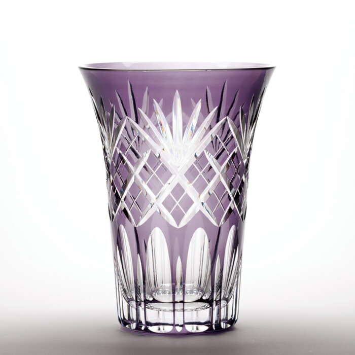 楽天市場】江戸切子 花瓶 紫 【硝子工房 彩鳳 直営店】 剣矢来重文様