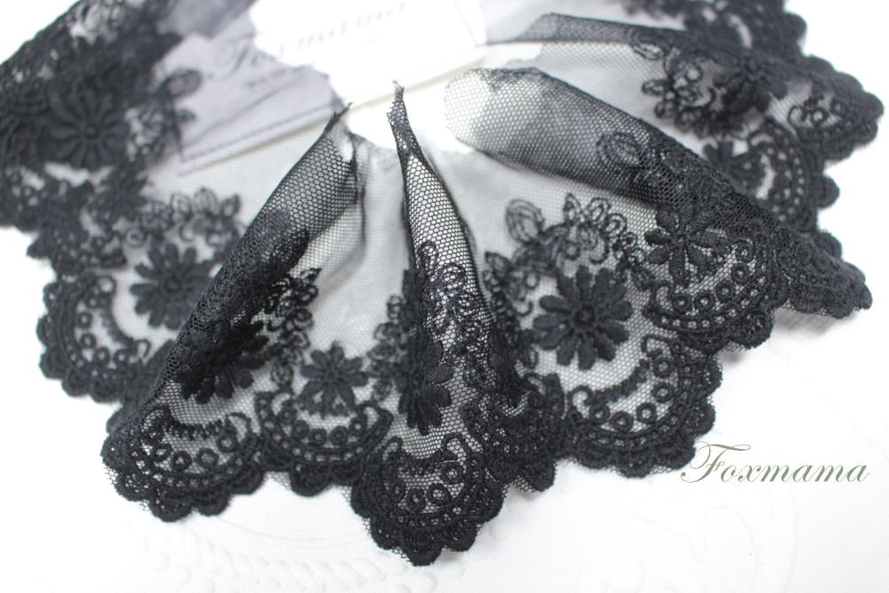 楽天市場】片山チュール綿刺繍レース 1m 花 黒 (LFL652BKHWKY) : 素材