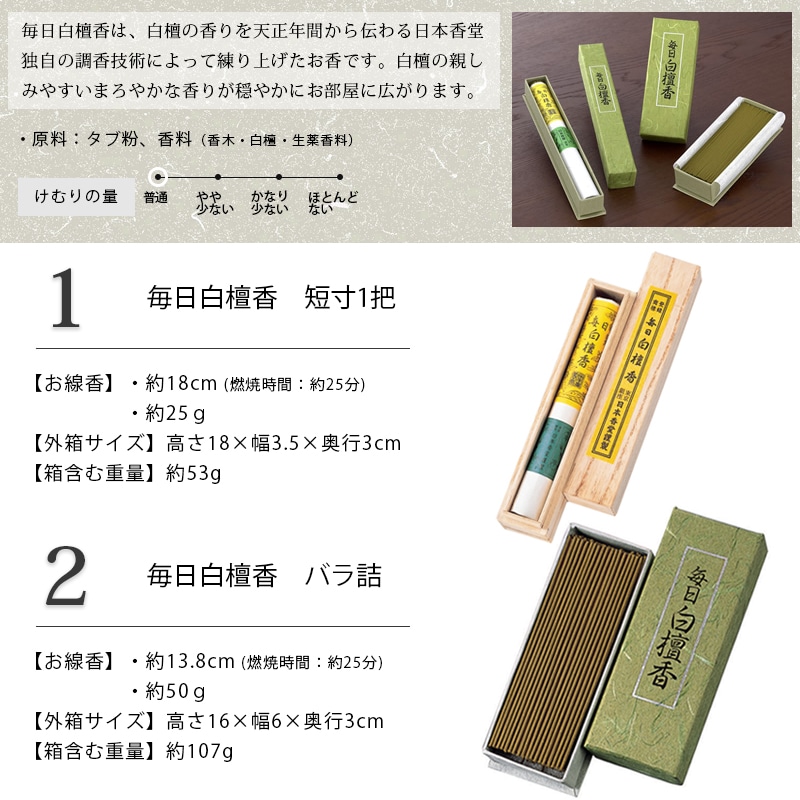 楽天市場】高級線香 日本香堂 最高級シリーズ 各種（毎日白檀香 沈香