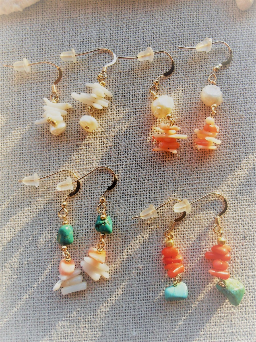 楽天市場】Mermaid jewelry 珊瑚 デザインピアス（コーラル4デザイン
