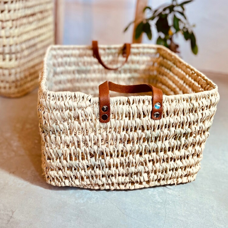 楽天市場】｢スクエア バスケット｣ モロッコ インテリアバスケット