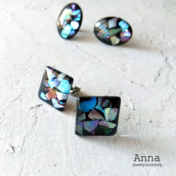 楽天市場】ガラス螺鈿風シェルピアス金属アレルギー対応チタンポスト