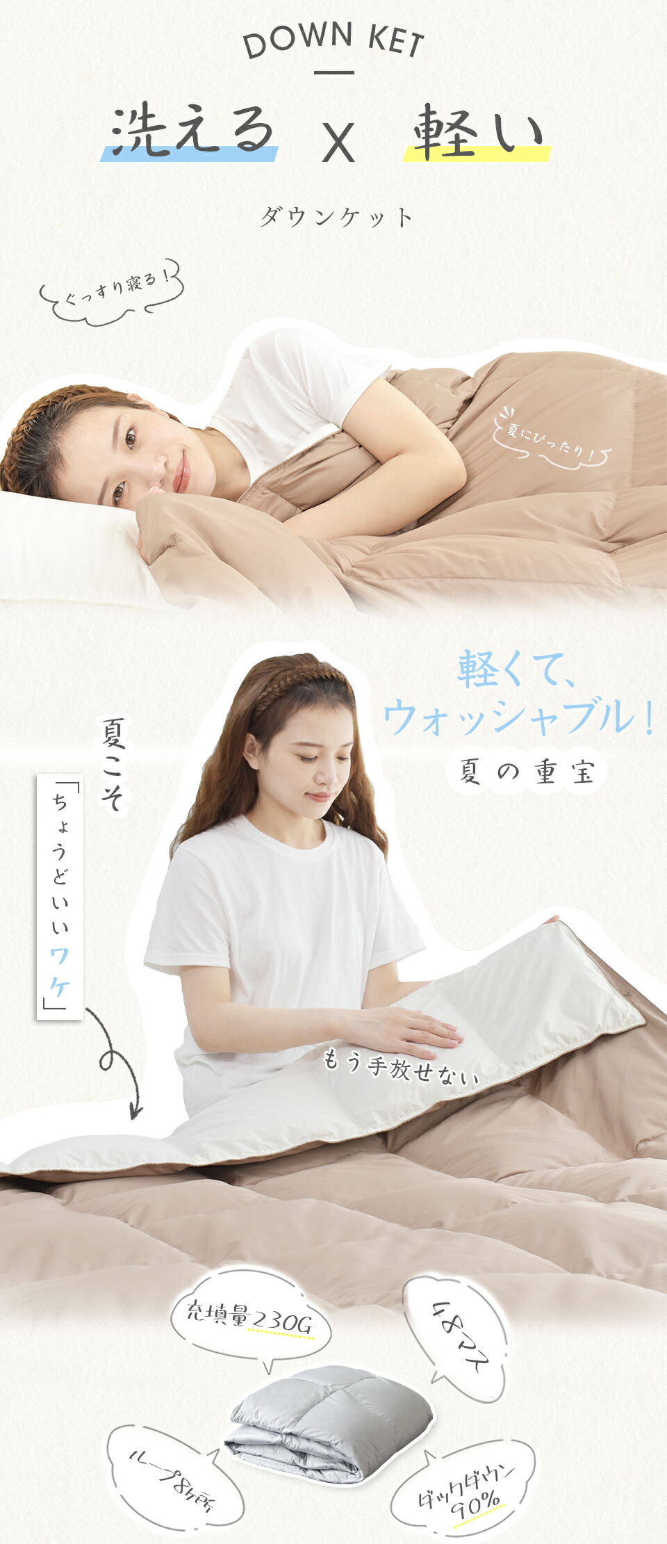 楽天市場】ダウンケット セミダブル ダウン90％ 夏用掛け布団 羽毛布団