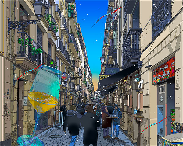 楽天市場】笹倉鉄平 「芸術家村の通り」 2006年 シルクスクリーン 額付