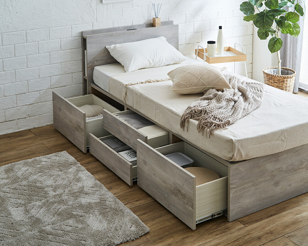 楽天市場】【マラソン限定10％OFFクーポン配布】収納付きベッド