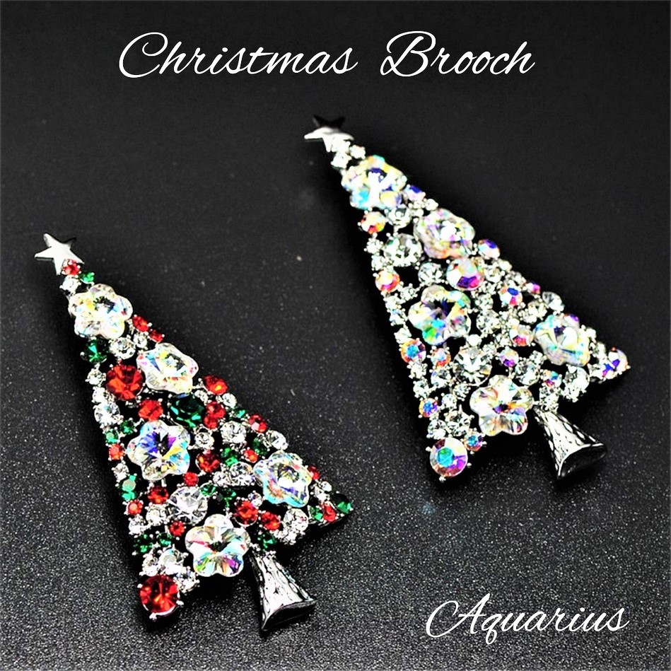 楽天市場】スワロフスキー クリスマス ツリー ブローチ2カラー 大きめ