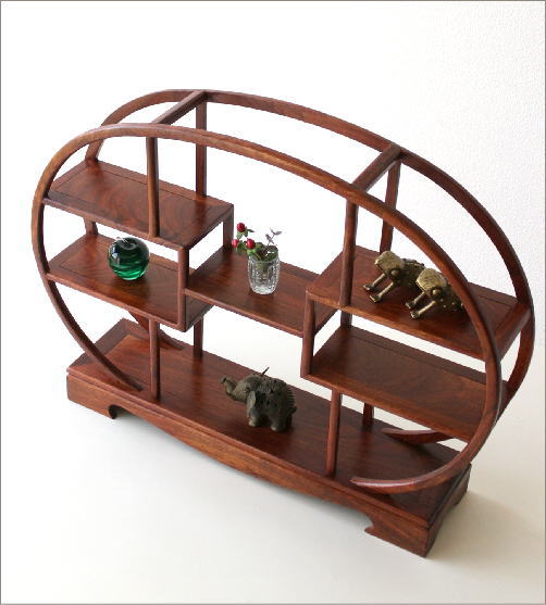 楽天市場】飾り棚 和風 和室 床の間 丸形 シノワズリ 珍品棚 盆栽棚