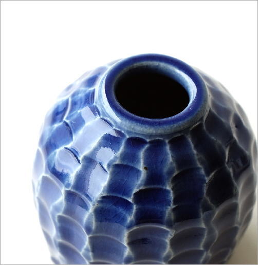 楽天市場】花瓶 陶器 おしゃれ 瀬戸焼 青 丸 和風 モダン 和モダン