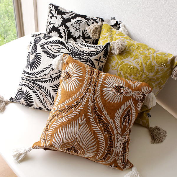 楽天市場】クッションカバー 45×45cm おしゃれ 刺繍 綿100% タッセル