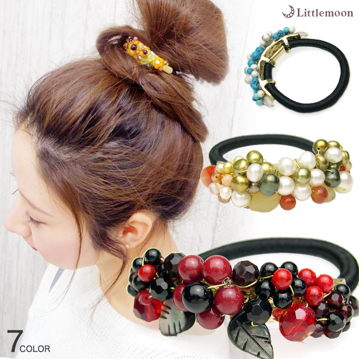 楽天市場】追跡可能メール便☆〇対応 【天然石ヘアゴム】華＜HANA