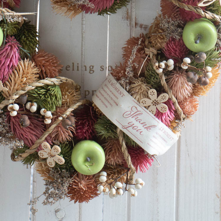 楽天市場】プレゼント 玄関 リース ドライフラワー [ナチュラルハート