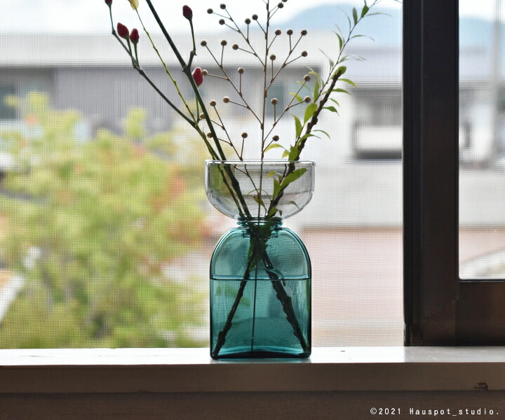 楽天市場】ガラスの花瓶 カラフル おしゃれ 北欧 ツートンガラスの