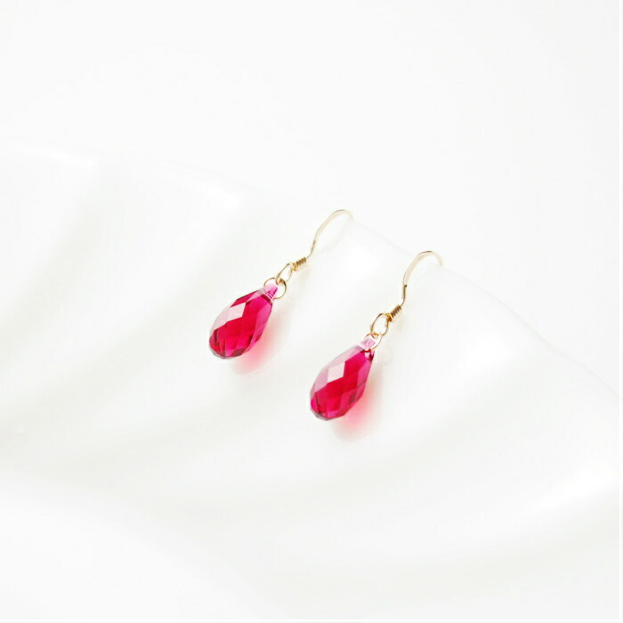 楽天市場】ピアス レディース 14KGF 一粒 スワロフスキー レッド 赤