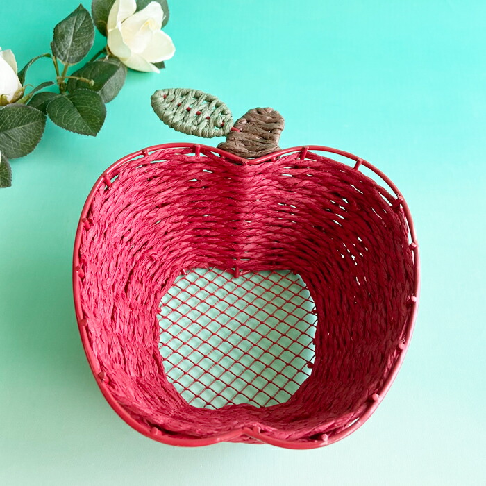 楽天市場】りんご型バスケット 横幅約15cm 小物入れ 林檎 かご