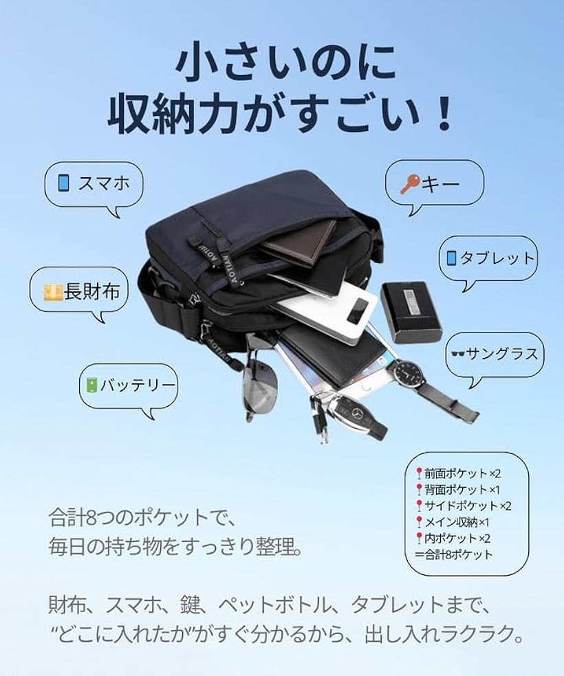 楽天市場】ショルダーバッグ メンズ 撥水 軽量 斜めがけ 多収納 ボディ