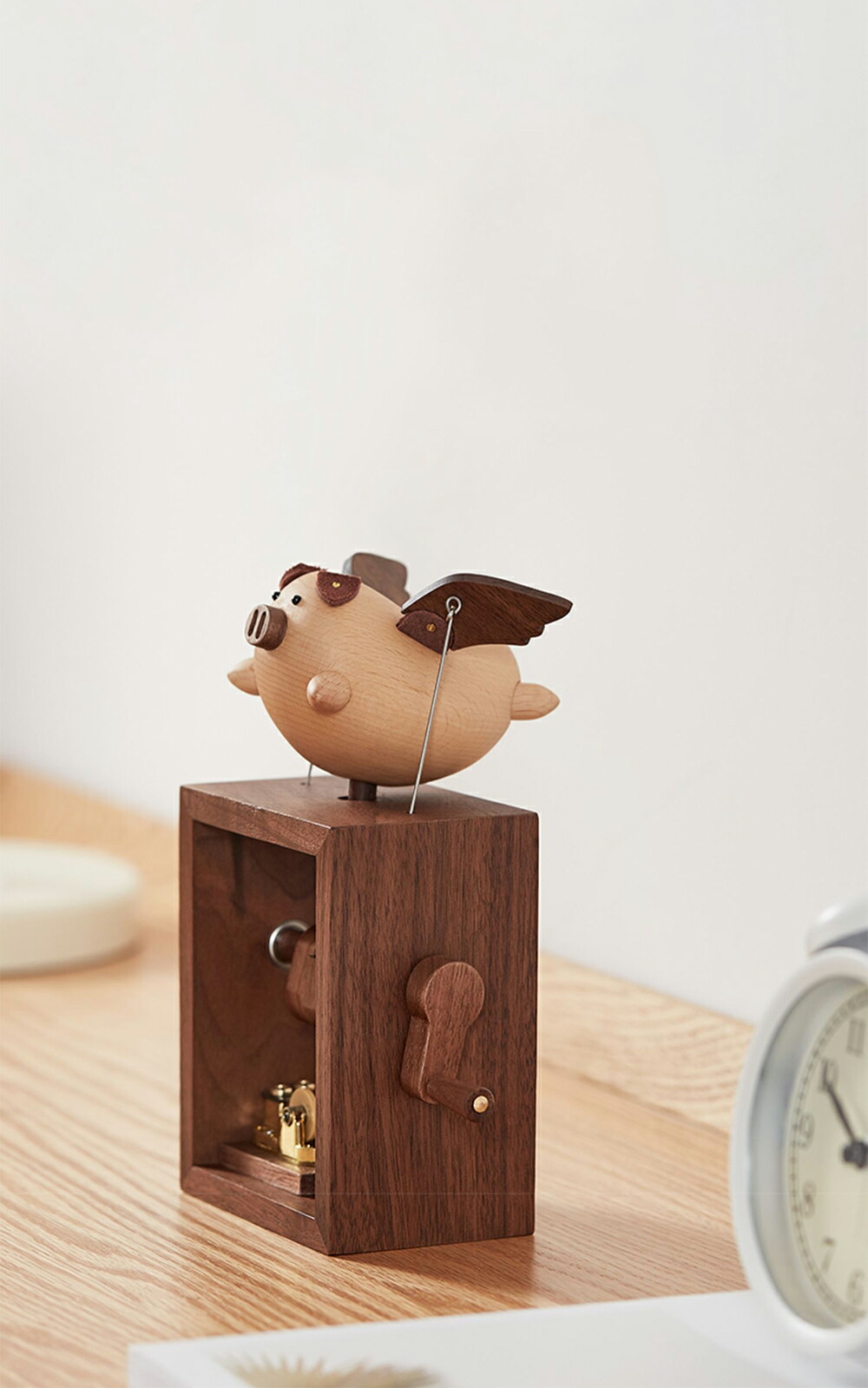 楽天市場】贅 木製 オルゴール 手回し 手動式 豚 ぶた Monkey 牛 銘木