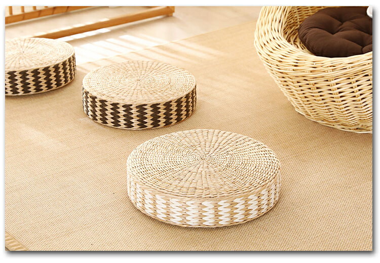 楽天市場】わら編み座布団 座布団 藤編 草編フロアクッション ラウンド