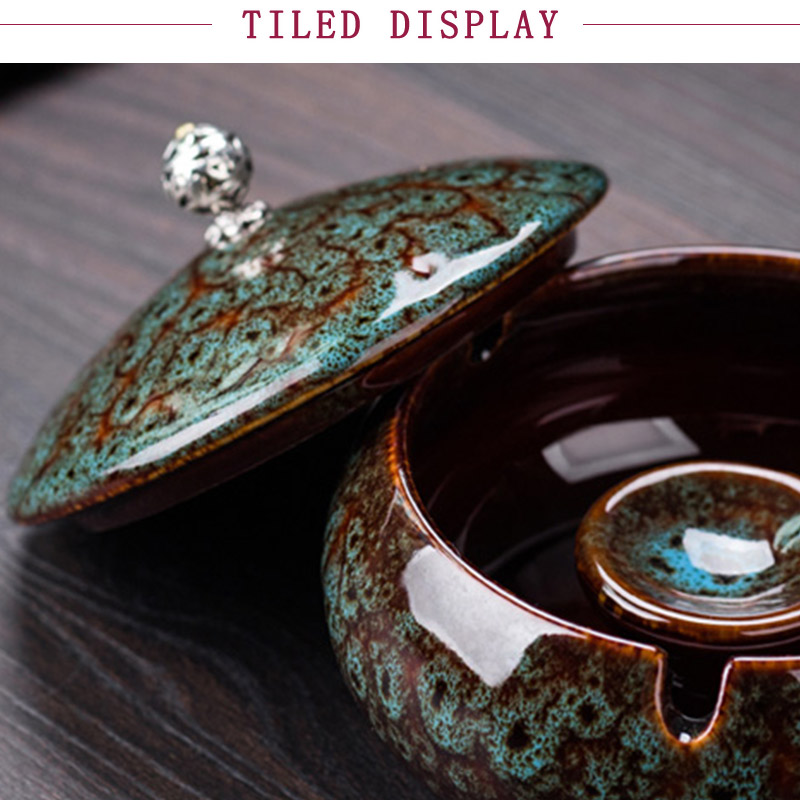 楽天市場】【予約品】灰皿 陶器灰皿 無地 エレガント 蓋付き 風を防ぐ