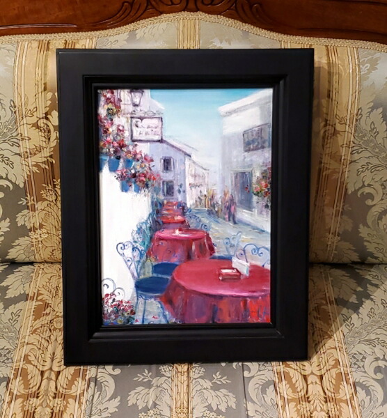 楽天市場】絵画 「赤と青の白い街」 油彩画 油絵 原画 風景画 お部屋や