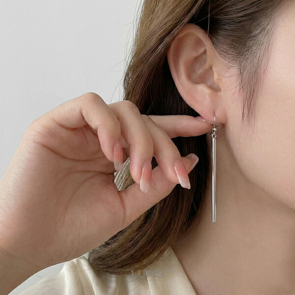 楽天市場】ピアス フックピアス ロングバー スクエア メタル 大ぶり