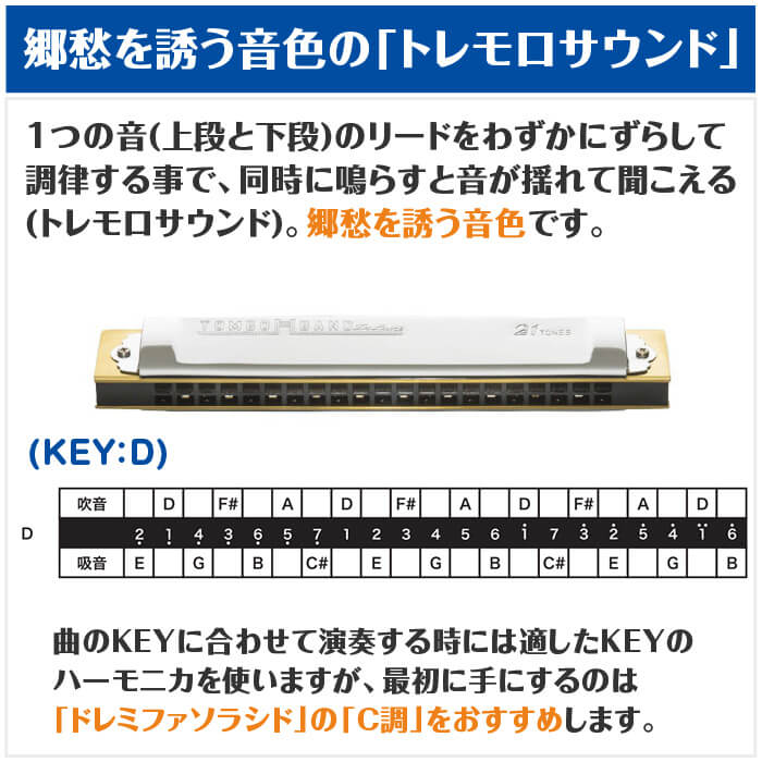 楽天市場】ハーモニカ トンボ No.1521 D 特製トンボバンド 21穴 (Tombo